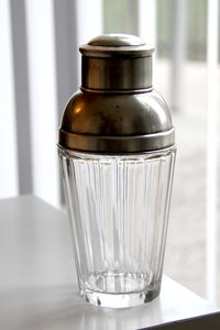 Art Deco, Cocktail Shaker, 800 Silber, Kristallglas, 1930, Wohndesign, Barzubeh&ouml;r, Sammlerst&uuml;ck