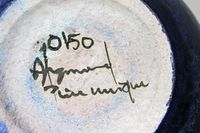 Andr&eacute; Freymond, Lausanne, Kunstkeramik, Studiokeramik, Keramikkrug, Keramikvase, blau, signiert,