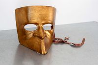 Bauta Maske, Karneval, Venedig, Gianni Cavalier, Kunsthandwerk, Gold, Sammelstück